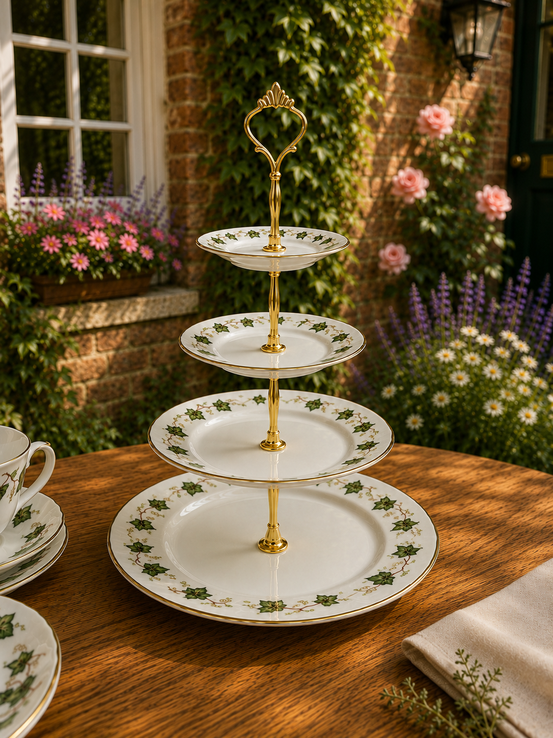 Colclough English China Ivy Leaf Cake Stand 4 Tier