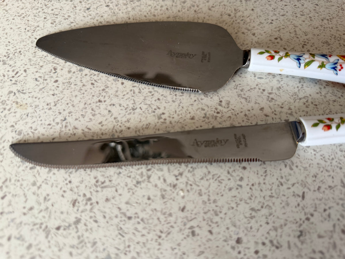 Aynsley Cake Slice & Cake Knife Cottage Garden