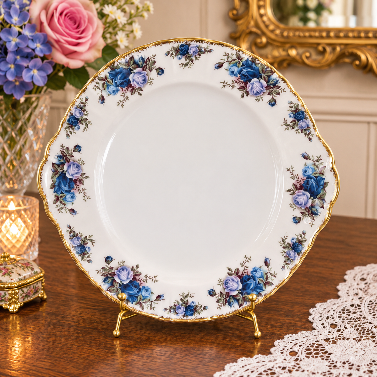 Royal Albert Moonlight Rose Cake Plate