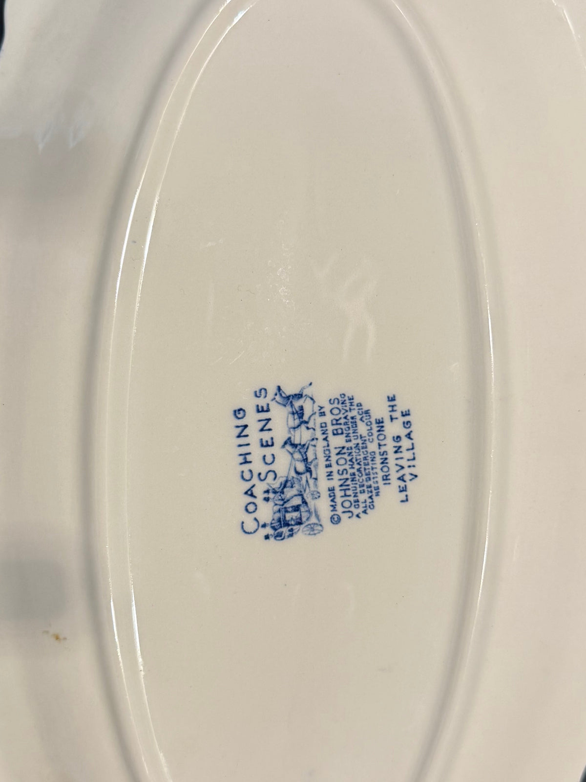 Johnson Brothers Coaching Scenes Blue & White Oval Platter