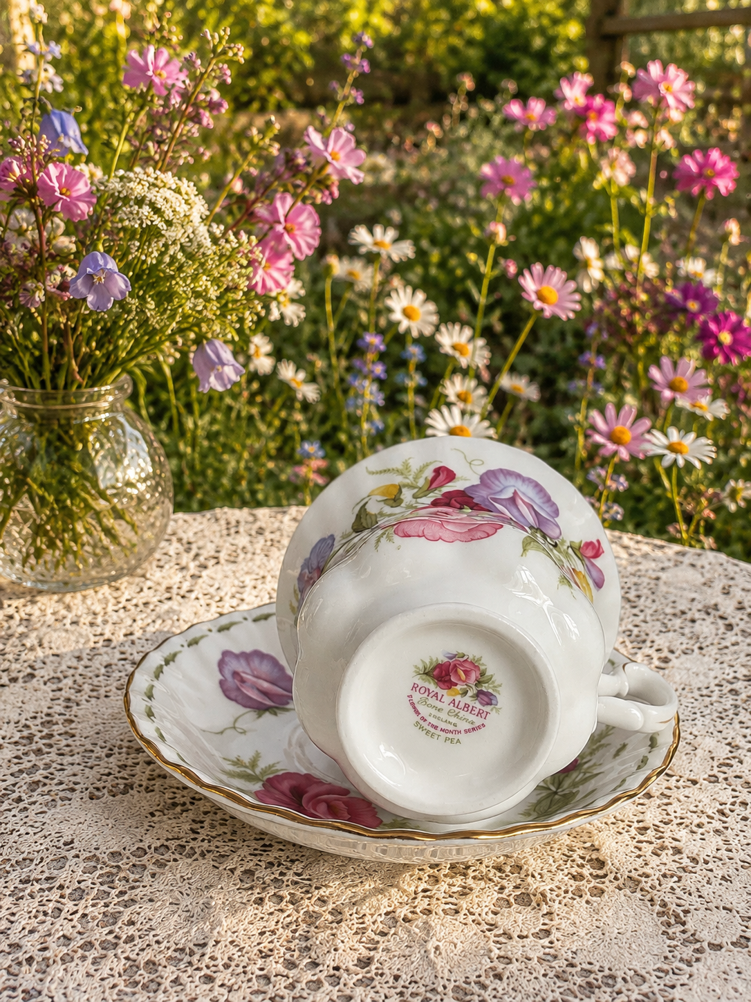 Royal Albert Flower of the Month Series ‘April – Sweet Pea’ Vintage Teacup & Saucer