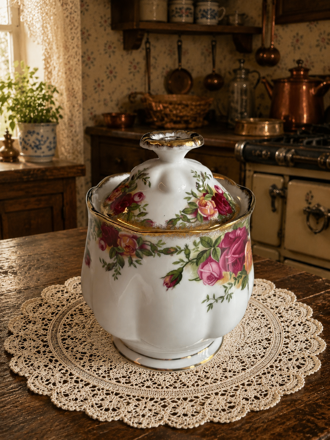 Royal Albert Old Country Roses Preserve Pot – 1st Quality