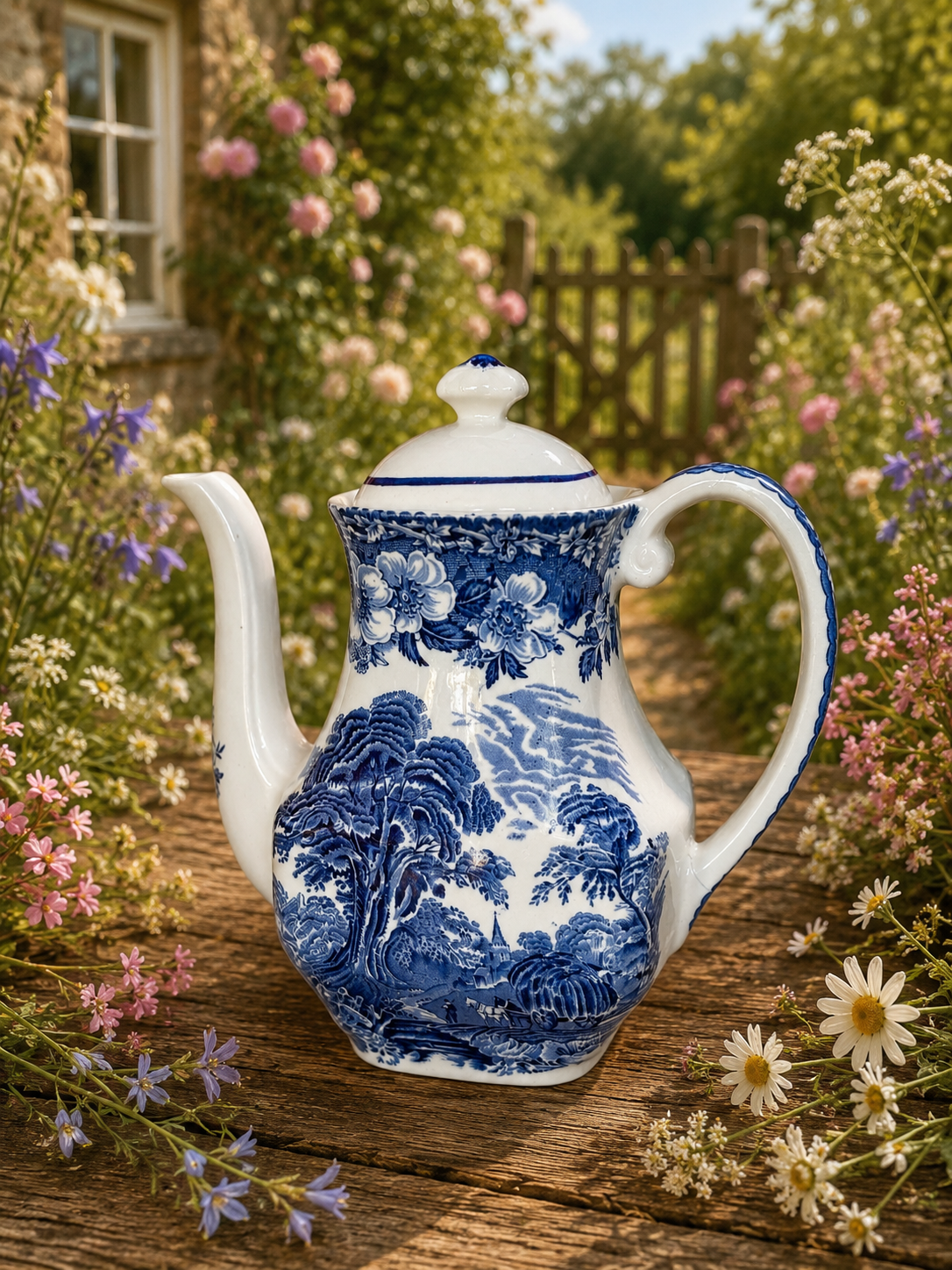 Wedgwood Blue & White Coffee Pot