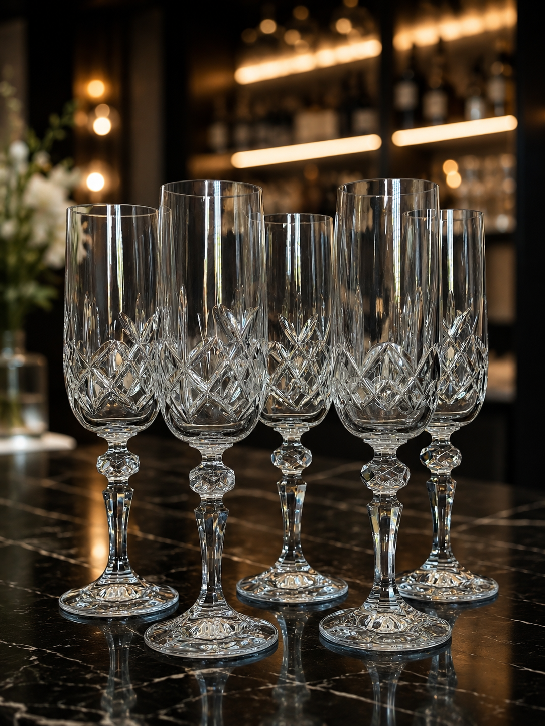 Edinburgh Crystal “Balmoral” Set of 5 Champagne Glasses