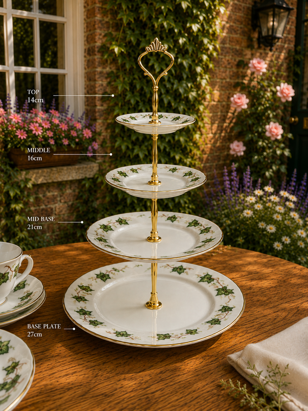 Colclough English China Ivy Leaf Cake Stand 4 Tier