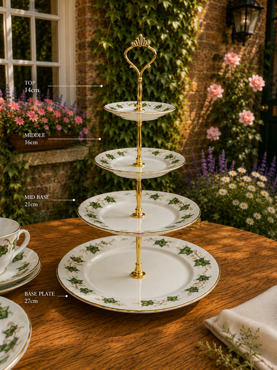 Colclough English China Ivy Leaf Cake Stand 4 Tier