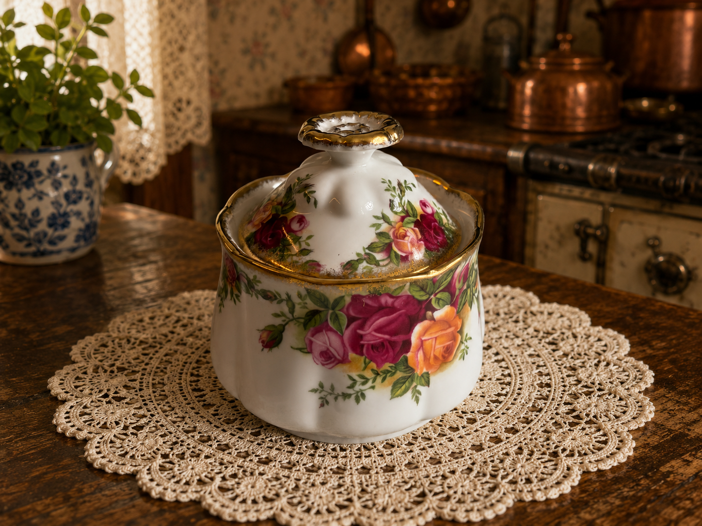 Royal Albert Old Country Roses Preserve Pot – 1st Quality