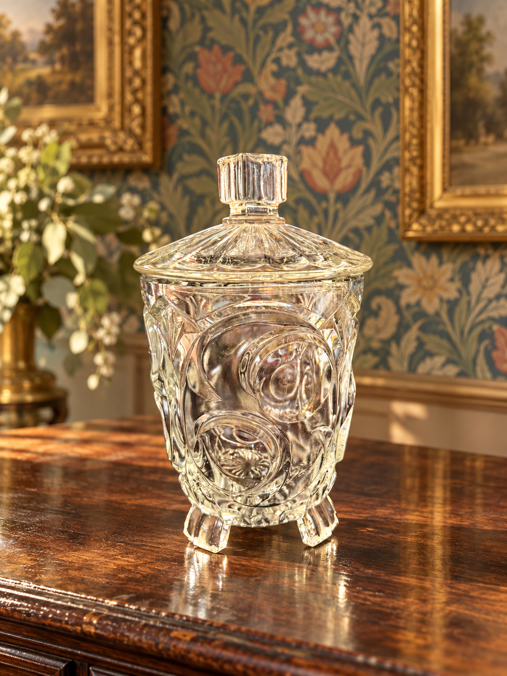 Large vintage glass sweet jar
