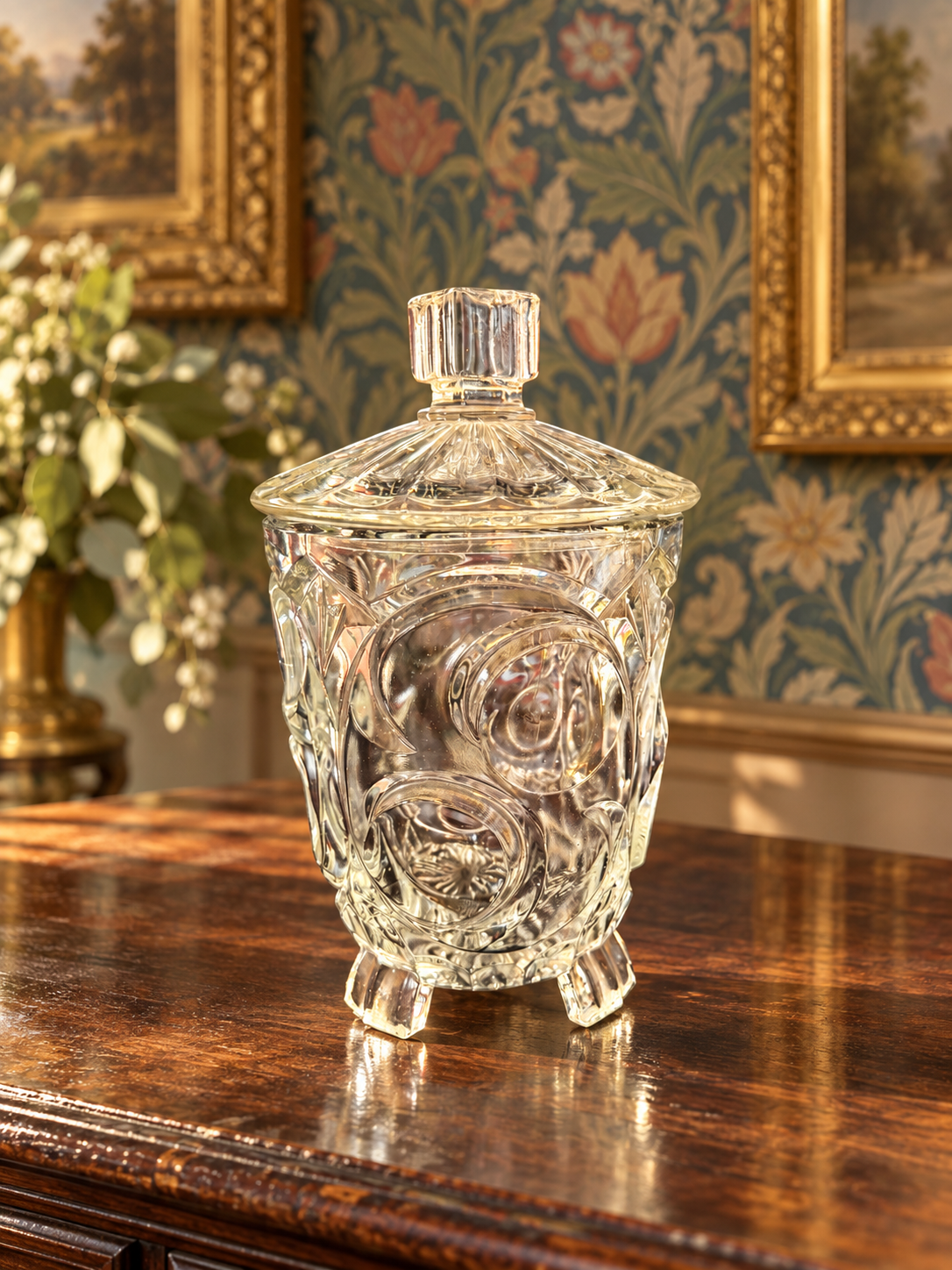 Large vintage glass sweet jar