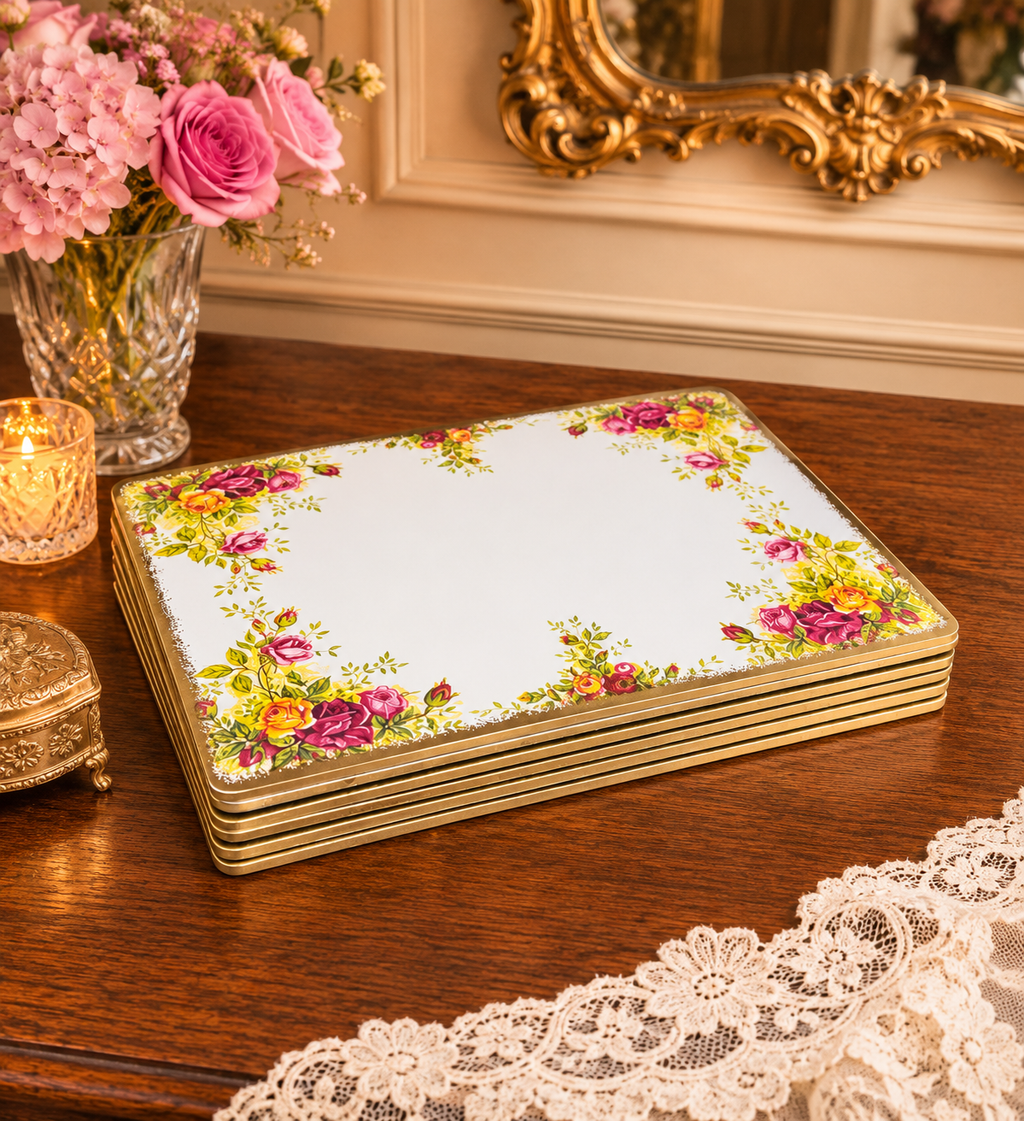 Old Country Roses Inspired Melamine Place Matts Set of 6 By Mallad