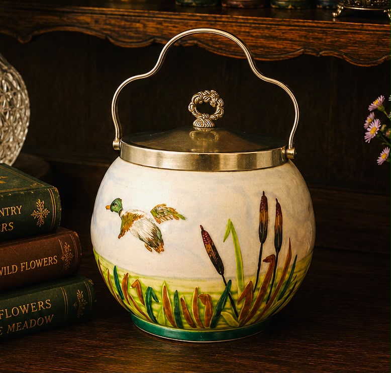 Vintage Biscuit Barrel with Lid & Handle