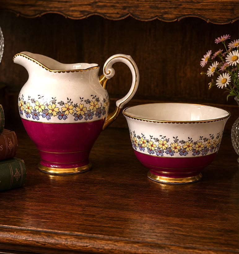 Vintage Tuscan Fine Bone China Milk Jug & Sugar Bowl