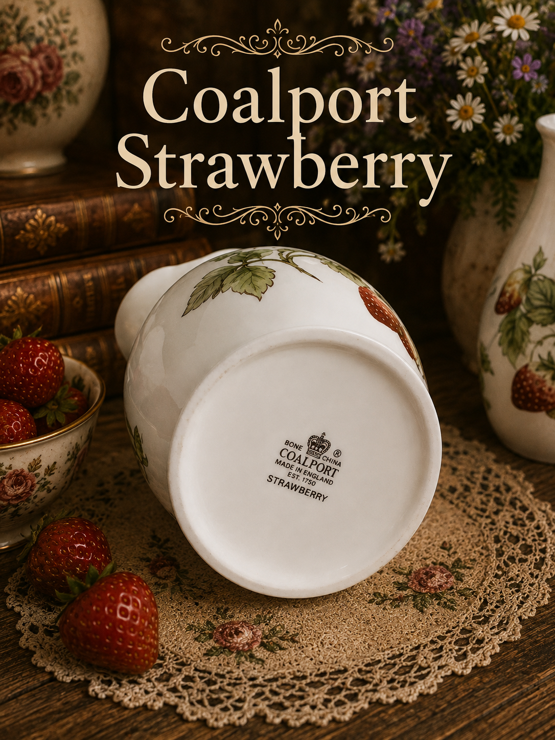 Coalport Strawberry Fluted Creamer