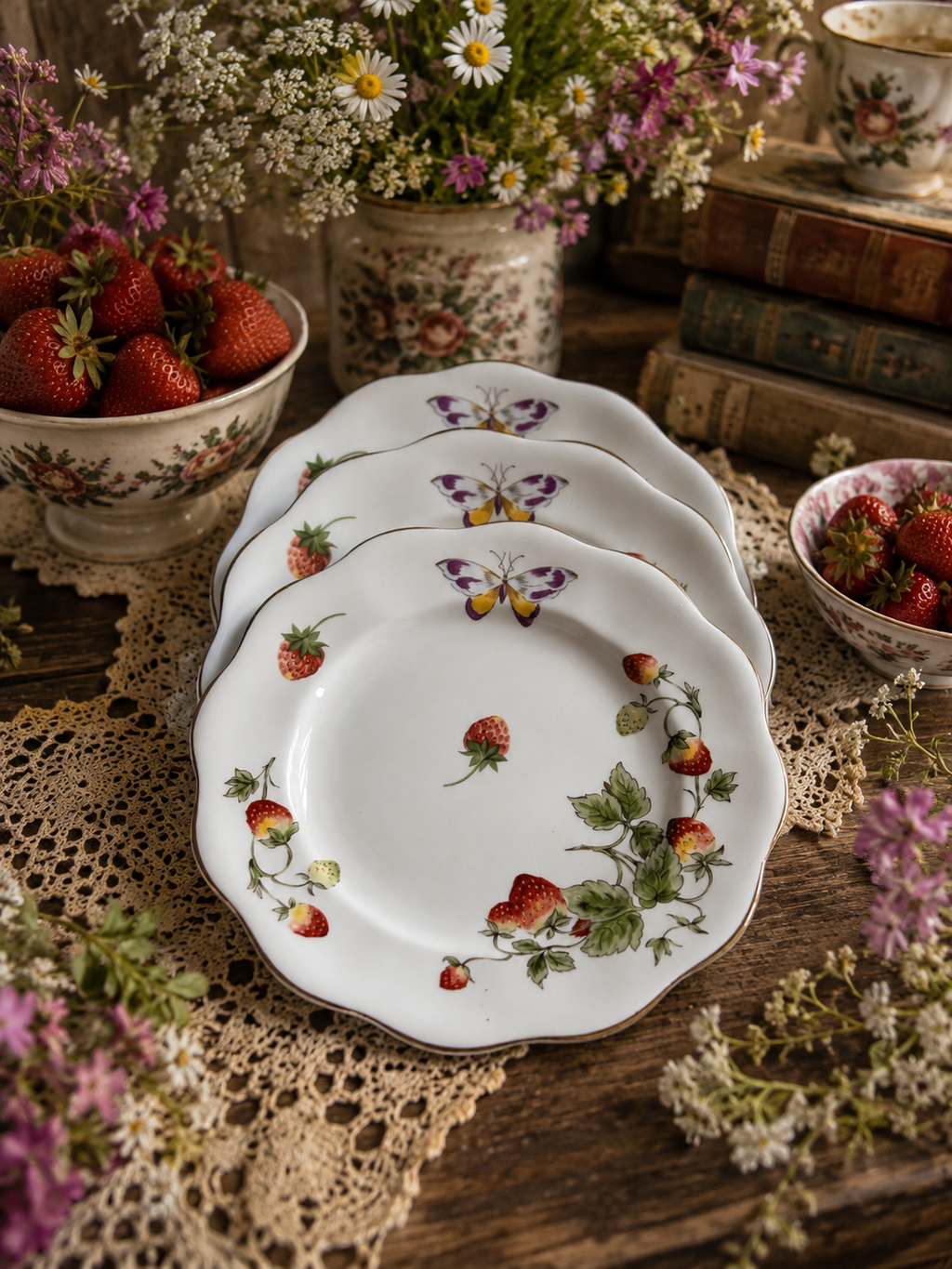 Coalport Strawberry Salad Plate Purple Butterfly
