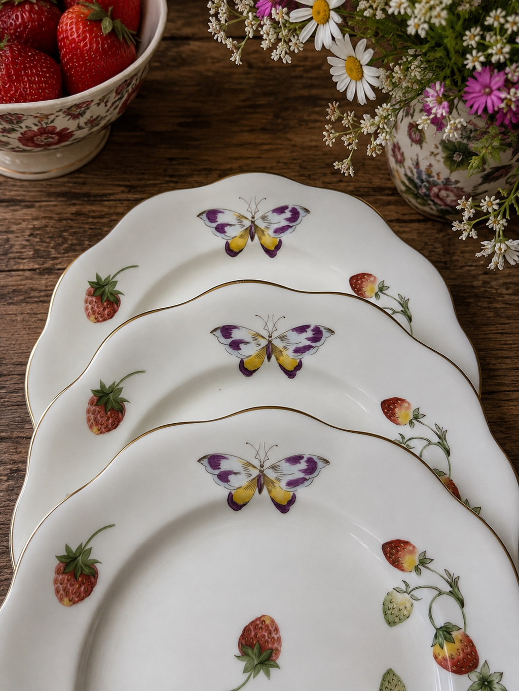 Coalport Strawberry Salad Plate Purple Butterfly