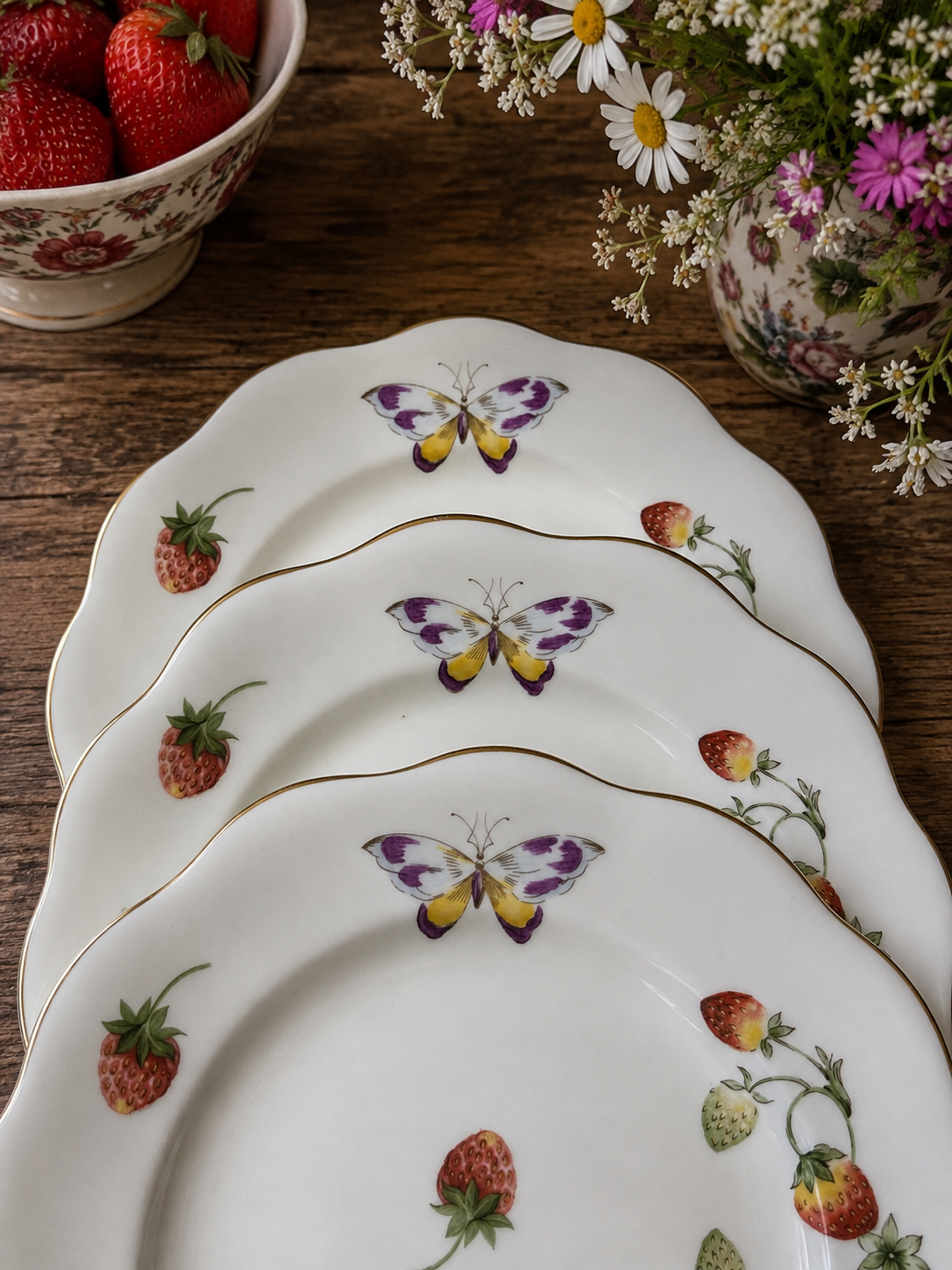 Coalport Strawberry Salad Plate Purple Butterfly