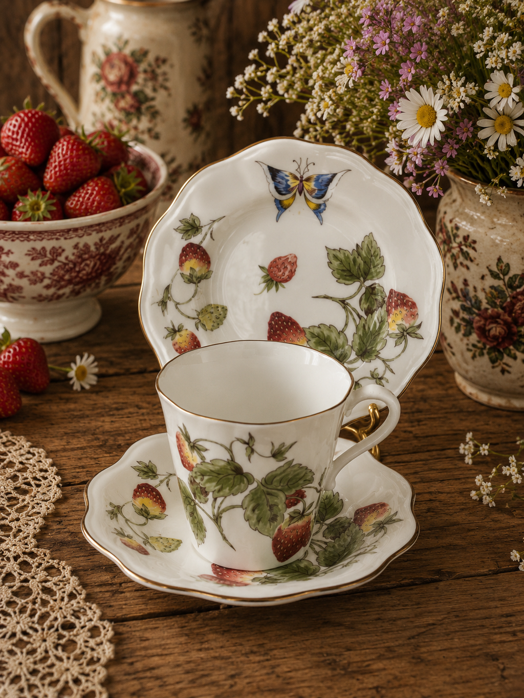 Coalport Strawberry Trio