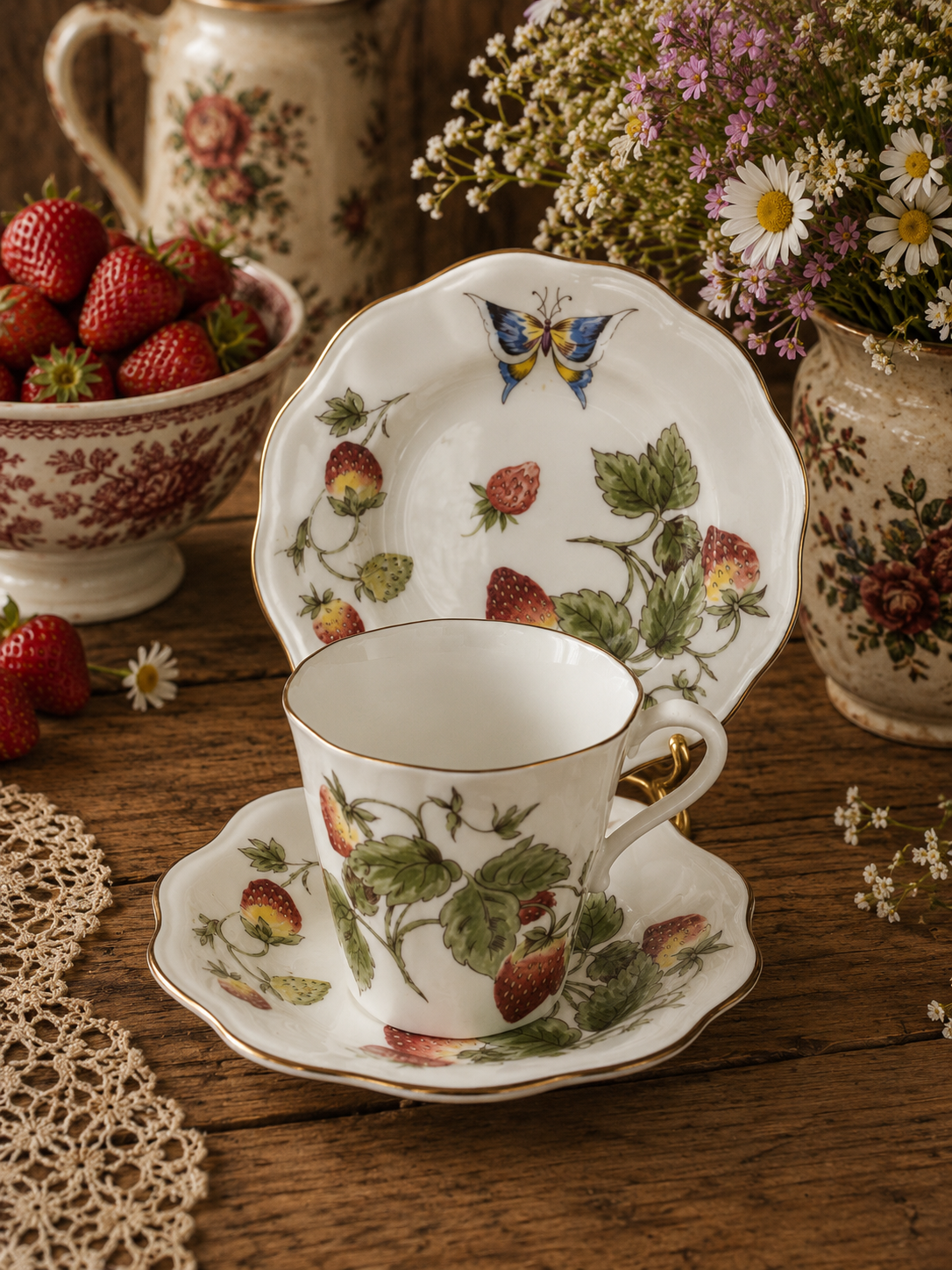 Coalport Strawberry Trio