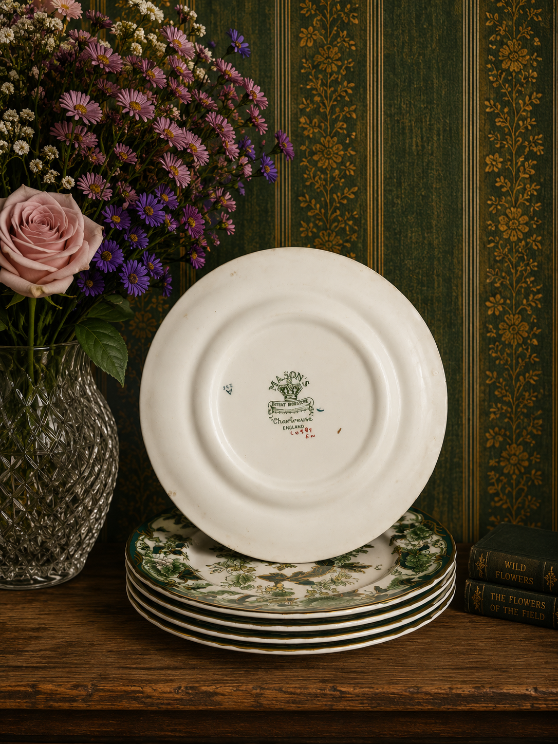 Masons Chartreuse Set of 5 Side Plates