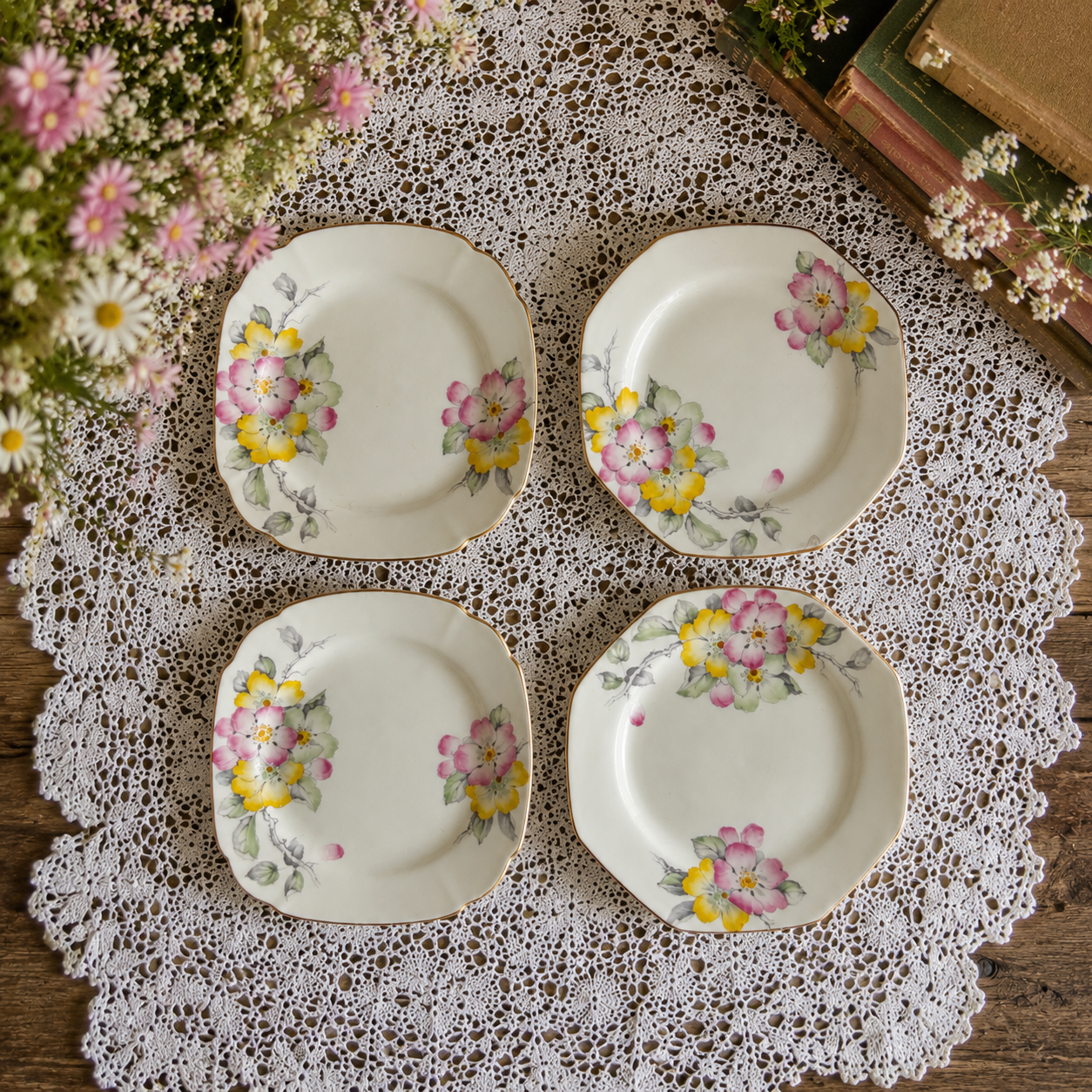 Paragon “Apple Blossom” Set of 4 Biscuit Dishes
