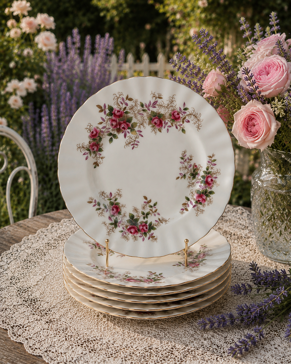 Royal Albert Lavender Rose Set of 6 Desert Plates