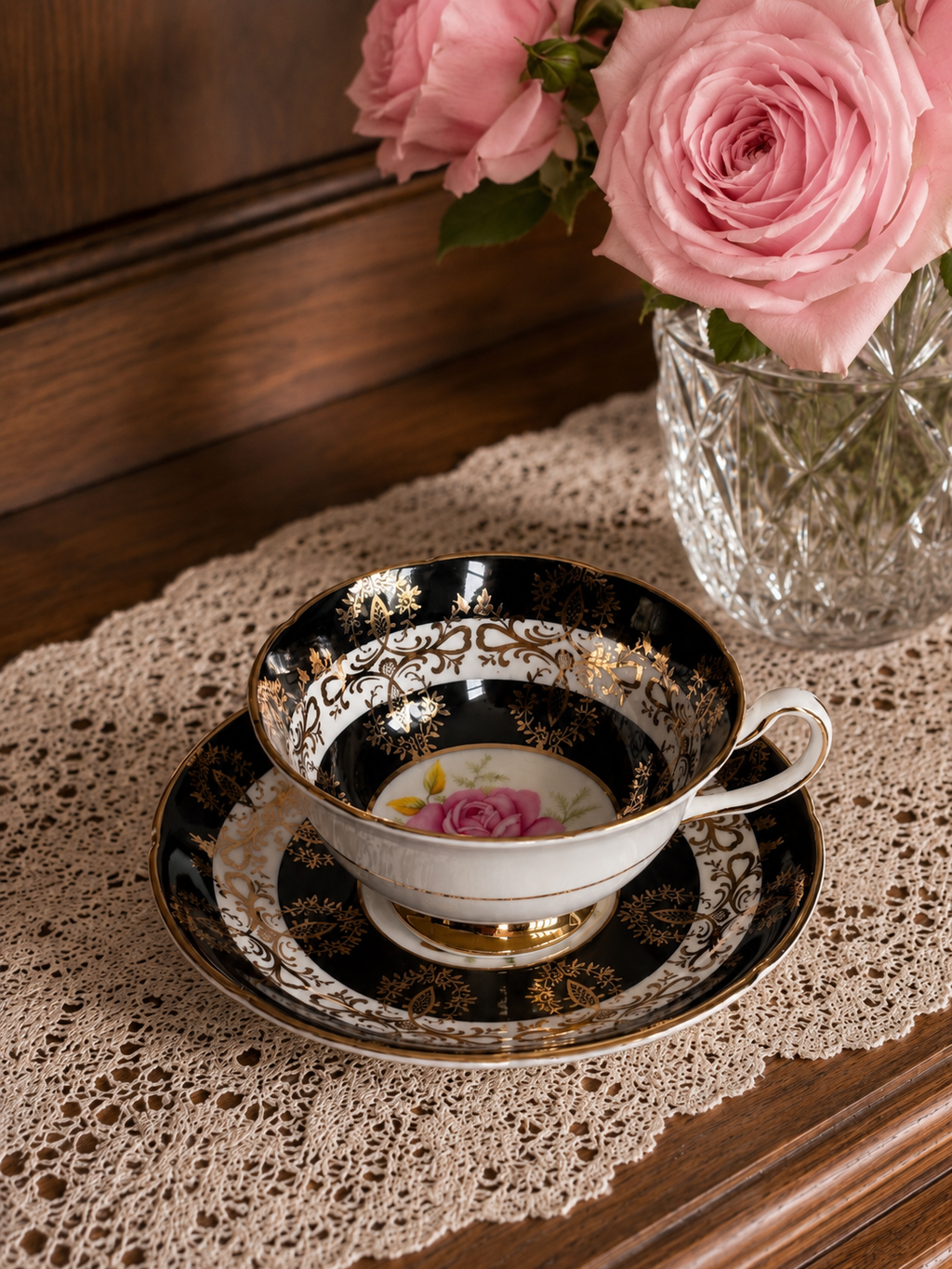 Royal Grafton Black & Pink Rose Duo
