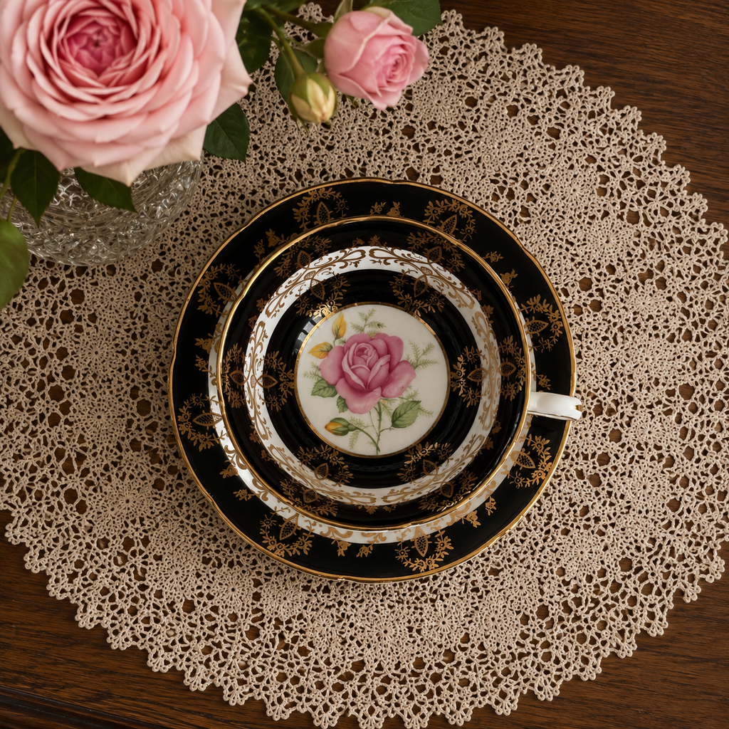Royal Grafton Black & Pink Rose Duo