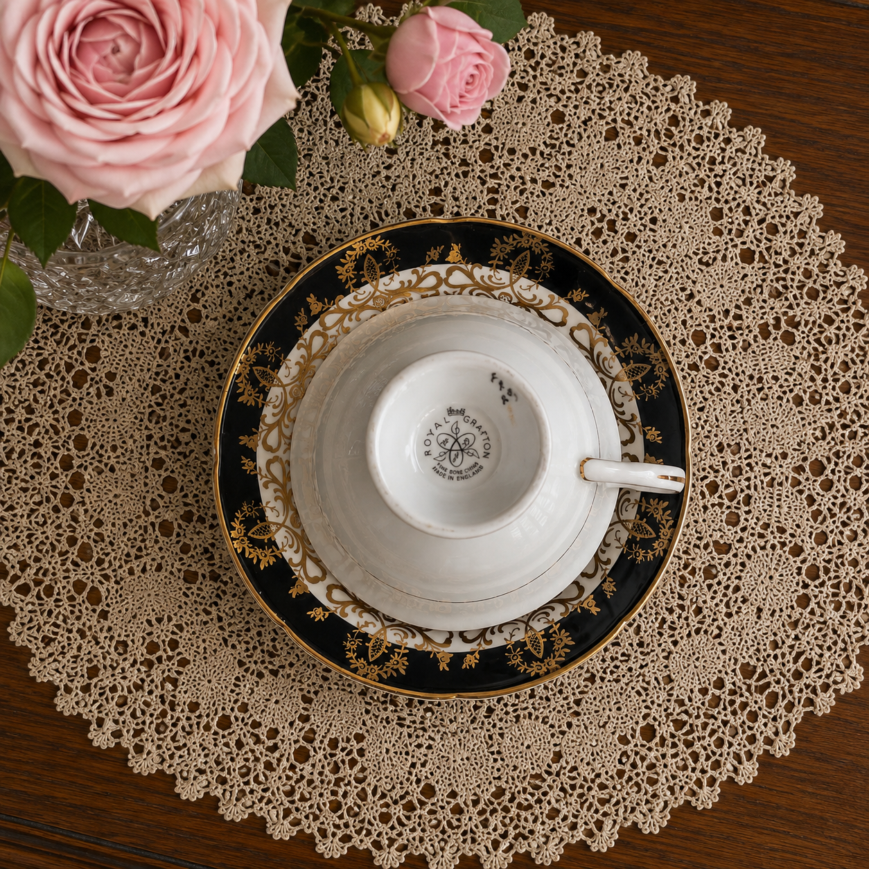 Royal Grafton Black & Pink Rose Duo
