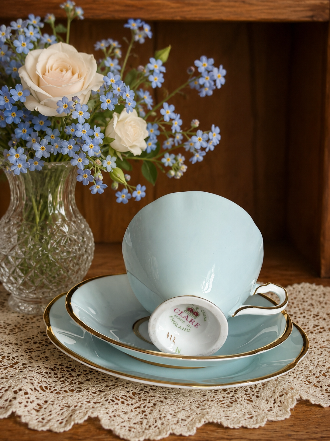 Clare Pastel Blue ‘Forget Me Not’ Flower Trio