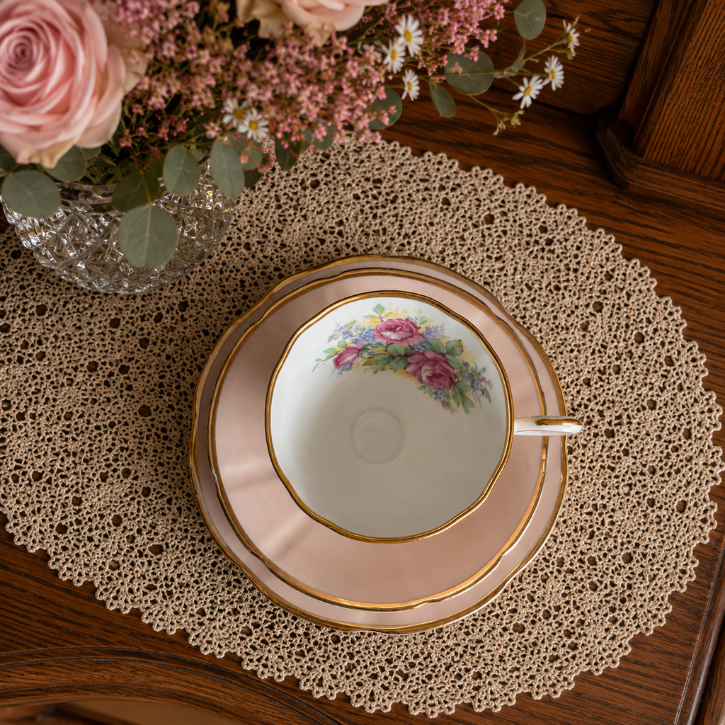Clare Baby Pink Trio with Roses & Foliage Design