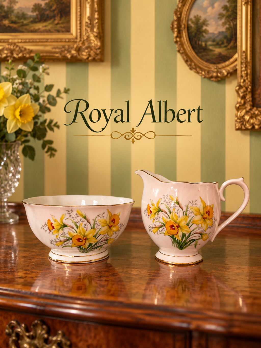 Royal Albert. Daffodil. Milk Jug & Sugar Bowl