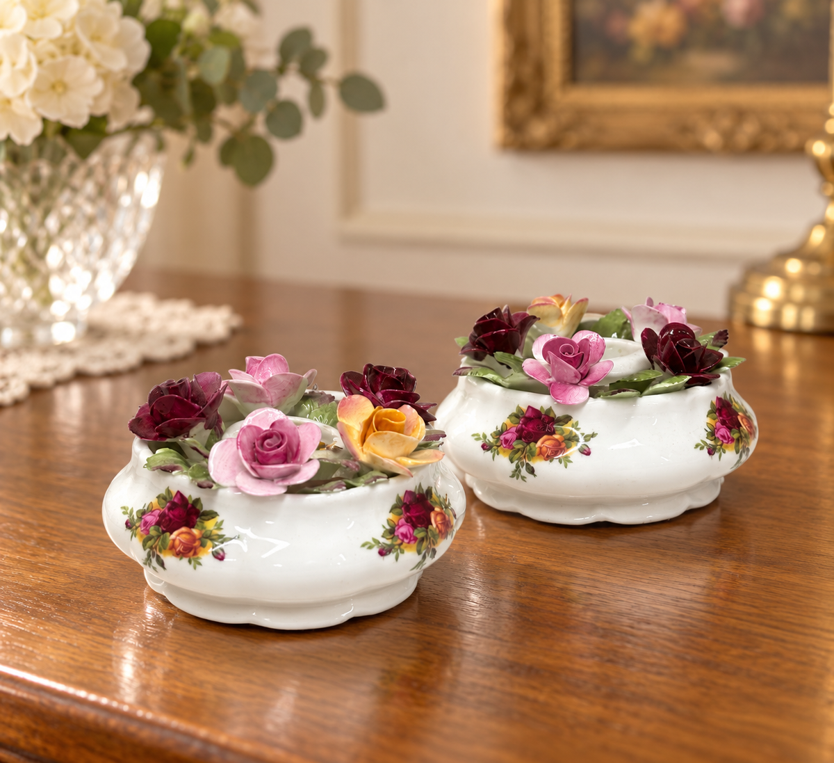 Royal Albert Old Country Roses Posy Candlestick Holders