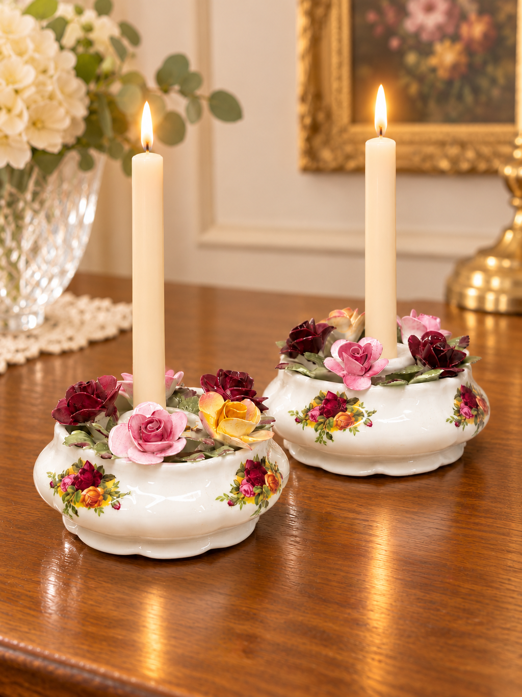 Royal Albert Old Country Roses Posy Candlestick Holders