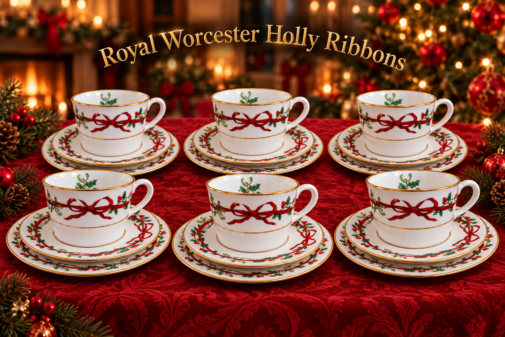 Royal Worcester Holly Ribbons Trios