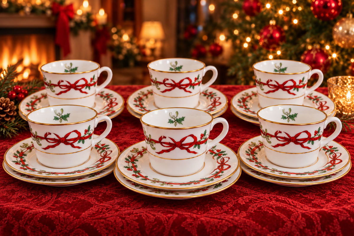 Royal Worcester Holly Ribbons Trios