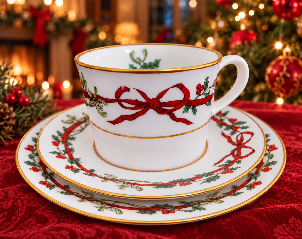 Royal Worcester Holly Ribbons Trios