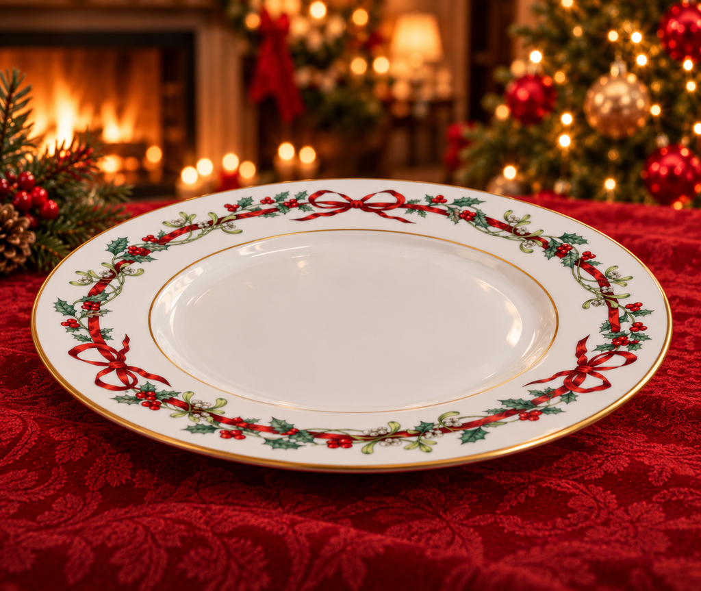 Royal Worcester Holly Ribbons Dinner Plate