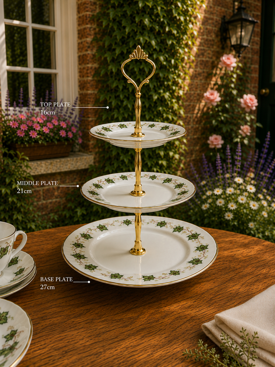 Colclough English China. Ivy Leaf Cake Stand 3 Tier