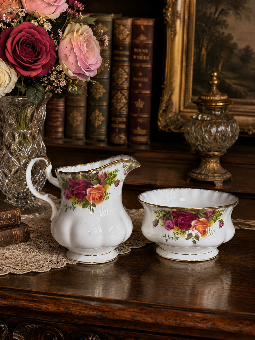 First Quality Royal Albert Old Country Roses Milk Jug & Sugar Bowl Set