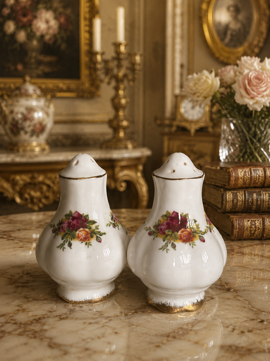 Royal Albert Old Country Roses Fluted Cruet Salt & Pepper