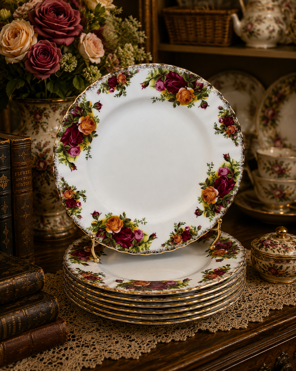 Set 6 Royal Albert Old Country Roses Salad/Dessert Plates