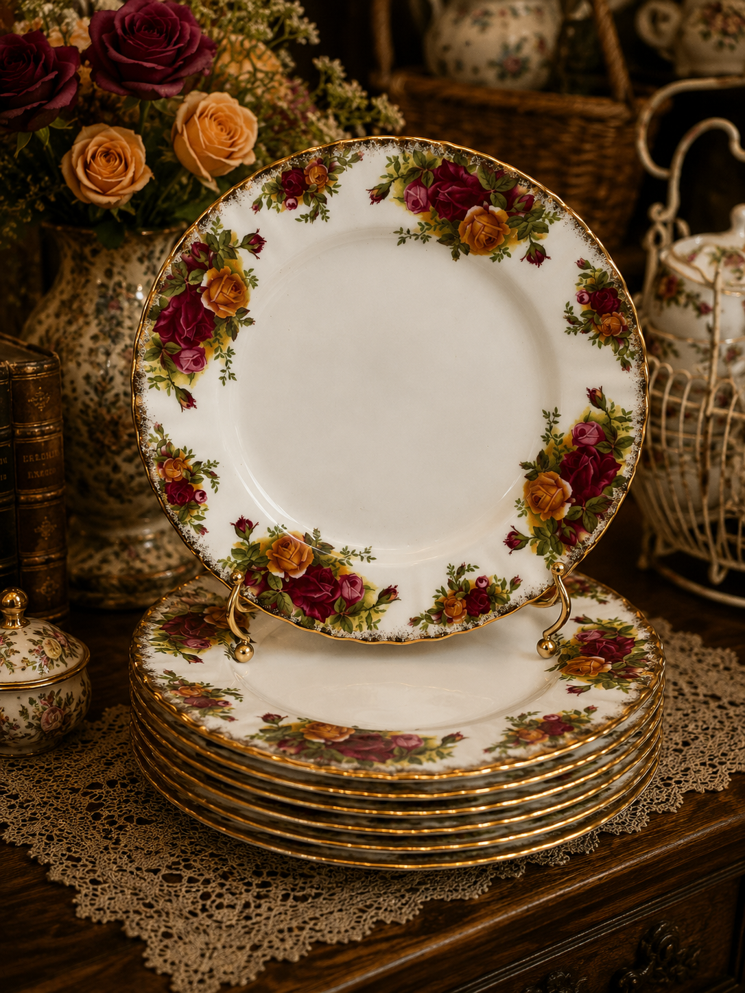 Set 6 Royal Albert Old Country Roses Salad/Dessert Plates