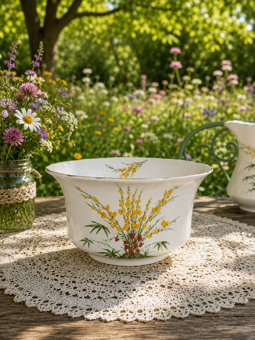 Royal Stafford “Broom” Milk Jug & Sugar Bowl