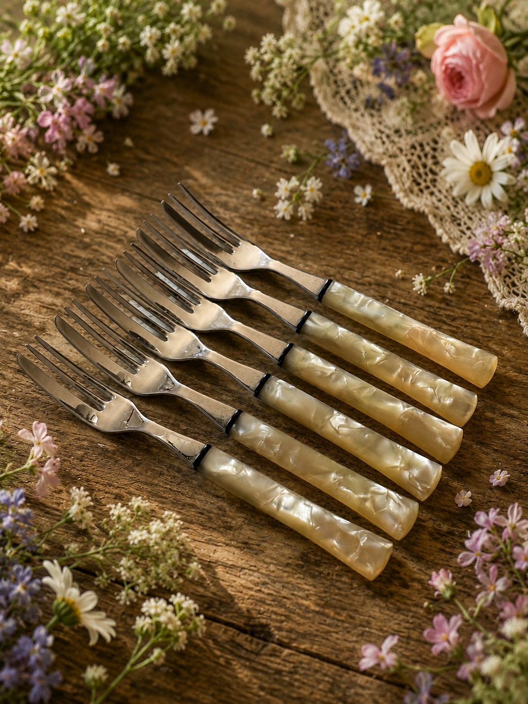 Mother of Pearl Set of 6 Cake Forks