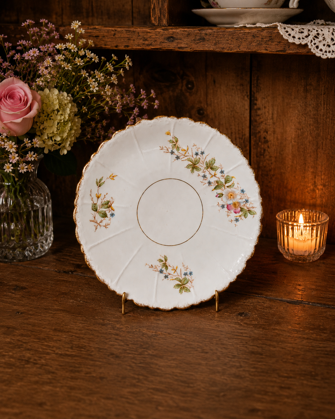 Victorian Floral Cake Plate