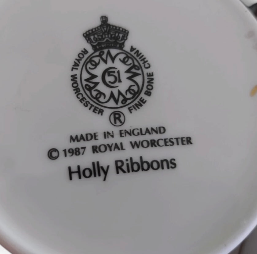 Royal Worcester Holly Ribbons Teapot