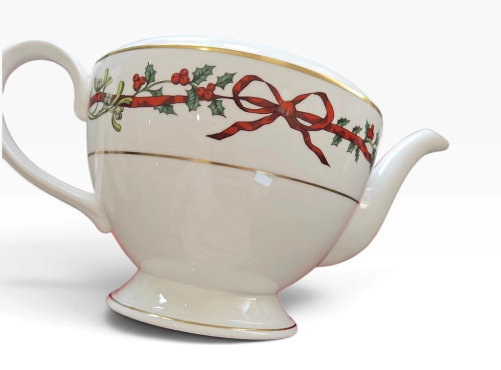 Royal Worcester Holly Ribbons Teapot