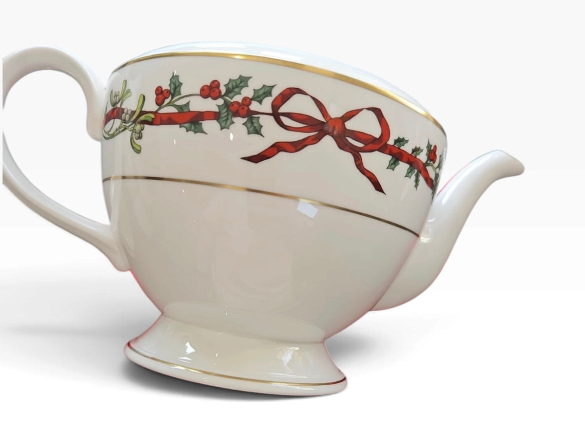 Royal Worcester Holly Ribbons Teapot