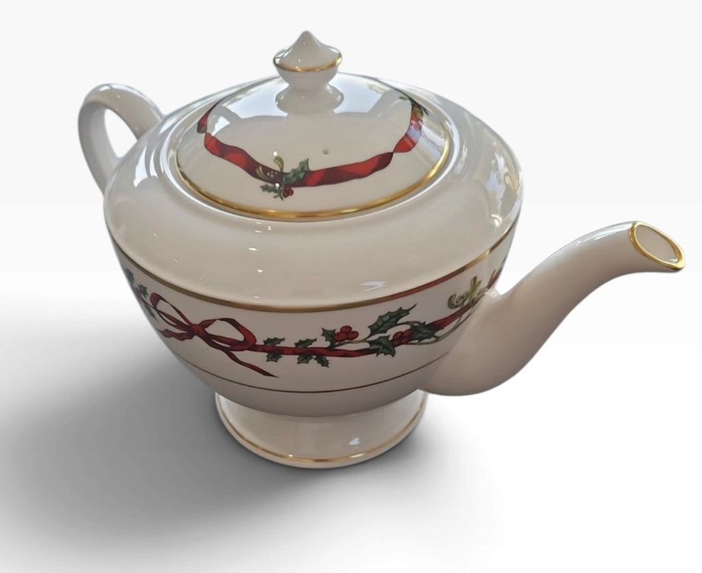 Royal Worcester Holly Ribbons Teapot