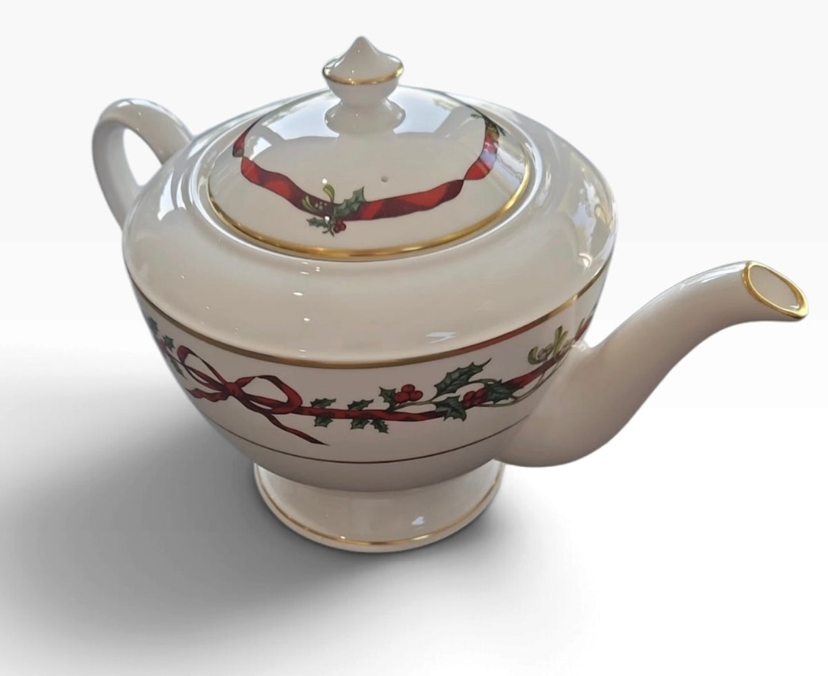 Royal Worcester Holly Ribbons Teapot